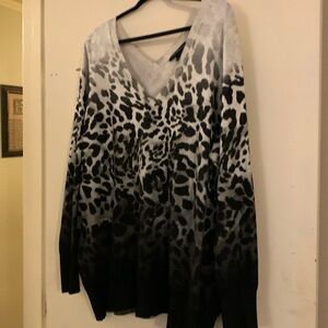 Black and gray leopard print sweater